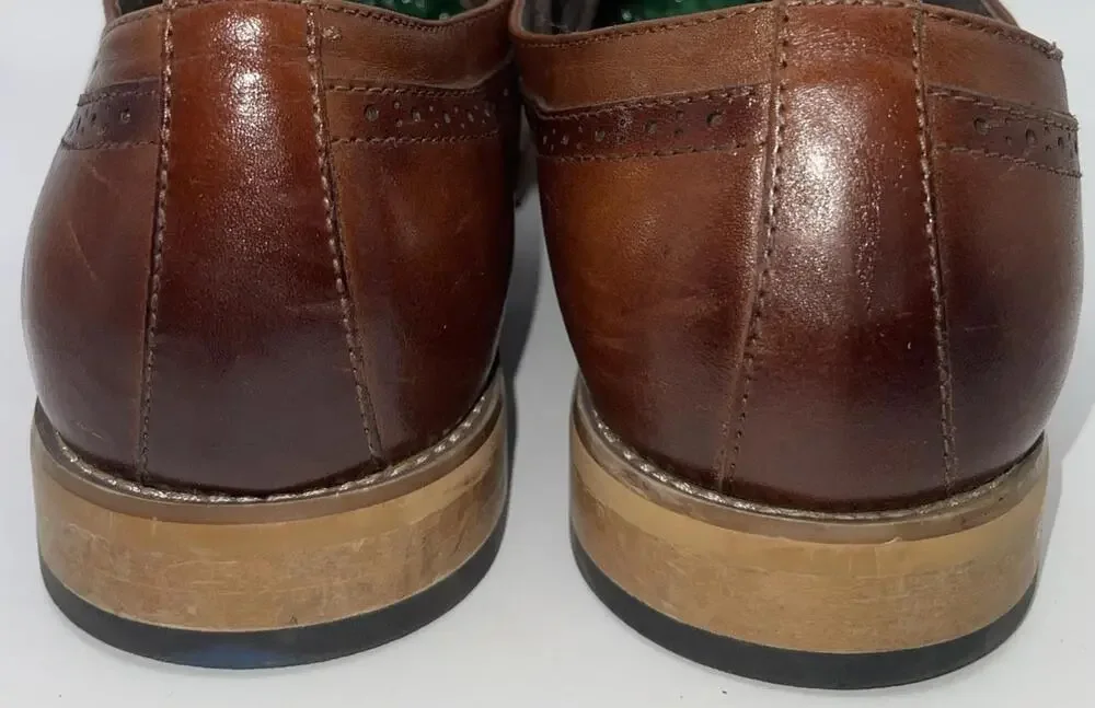 Stacy Adams Dress Shoes Mens Size 10.5 Brown Leather Cap Toe Derby 25065-221